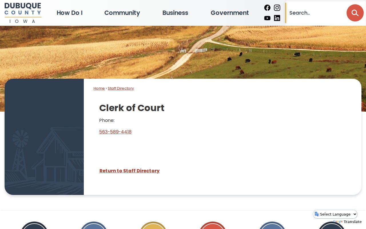 Dubuque County criminal court clerk contact listing