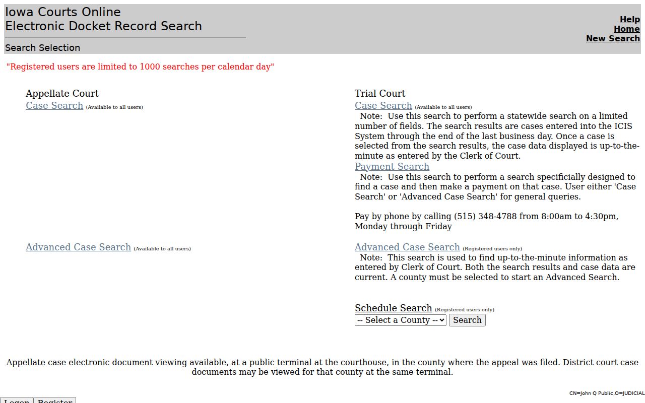 Dubuque County criminal court case search in Iowa Courts Online