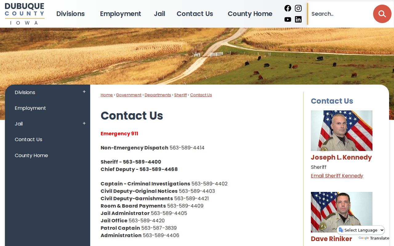 Dubuque County criminal history sheriff contact directory