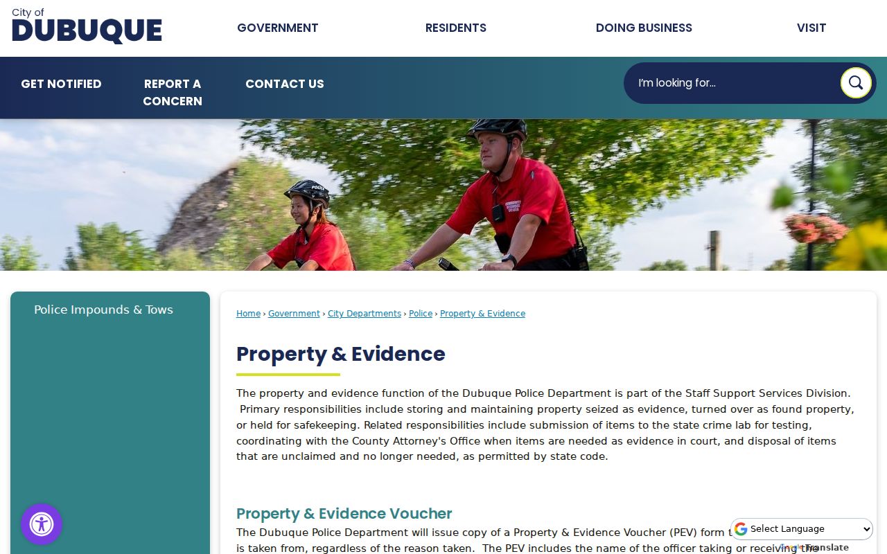 Dubuque County criminal record property and evidence information